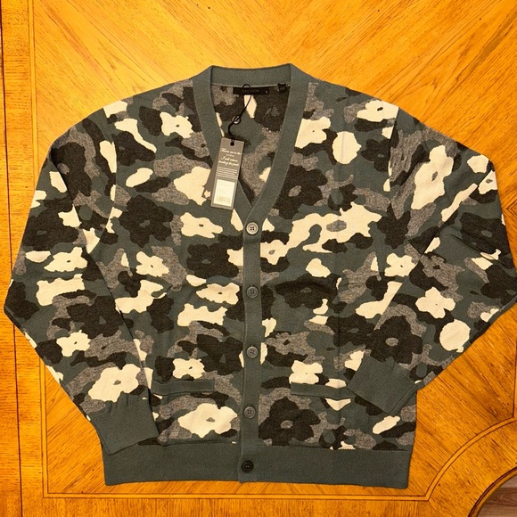 Greyson Cheyenne Camo Cardigan Sweater Mens Large Merino Wool Blend NWT $250